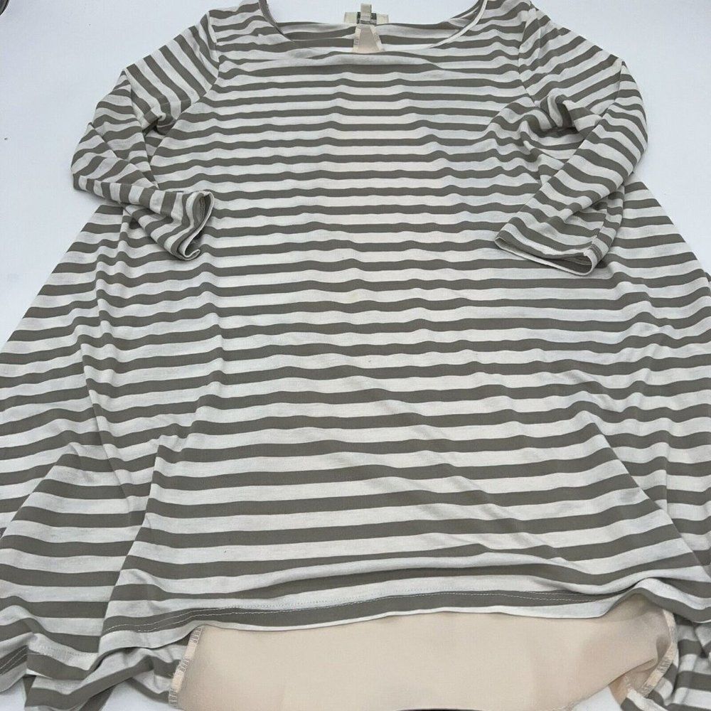 Umgee Striped Tunic decorative sheer v back size small